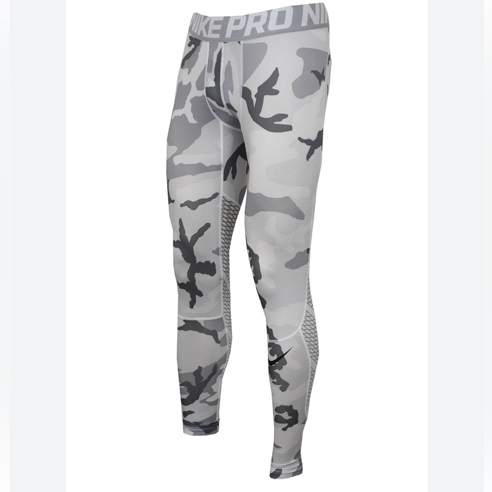 Nike Pro Men’s Hypercool Compression Tights – White Wolf Grey Camo – Size XL